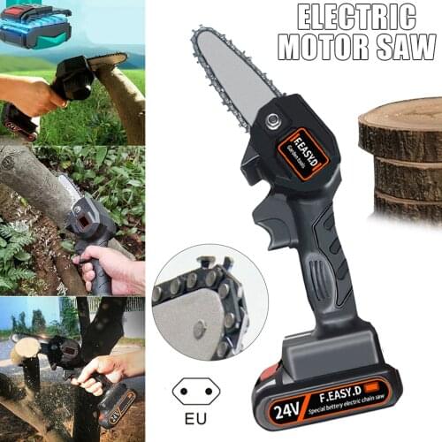 ANENG 4Inch Cordless Mini Chainsaw Portable 24V Electric Pruning Shears Tool with Replace Cutter Head for Wood Cutting EU Plug