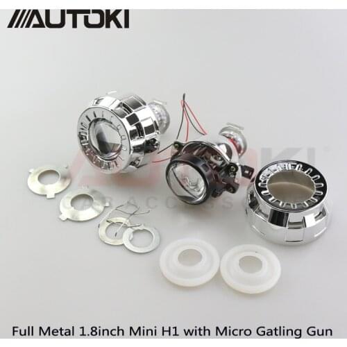 Autoki 2pcs/lot Autoki LHD/RHD 1.8/2.0inch Mini Bi-xenon Projector Lens+Shroud Use H1 Xenon bulb for car Headlights H4 H7