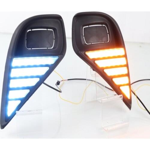 Car Daytime Running Light For Mustang Style For Toyota Highlander 2020 2021 DRL With Dynamic Yellow Turn Signal Blue Fog Lamp