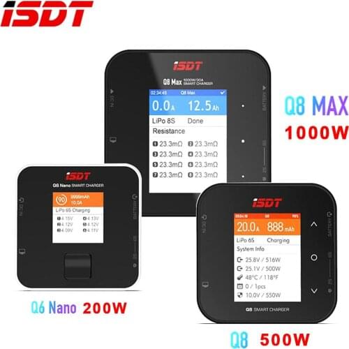 New style ISDT Q8 500W 20A 2-8S / Q8 MAX 1000W / Q6 Nano 200W 8A 1-6S Lipo Battery Balance Charger for Lilon LiPo LiHV NiMH Pb