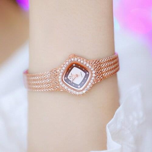 New BS Brand Luxury Women Quartz Watches Bracelet Wristwatch Ladies Watches Designer Rhinestone Clock Montre Femme