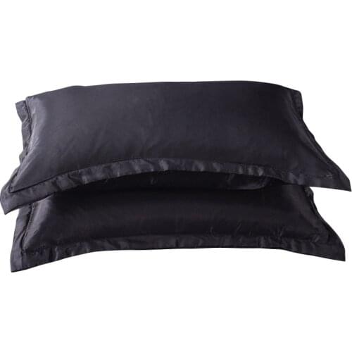 Black Satin Silk Pillowcase Cover One Pair Solid Color Ice Silk Pillow Case 48*74cm Women Girls Adult Pillow Cover Free Shipping