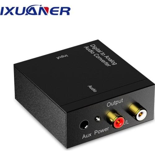 Digital To Analog Audio Converter Decoder with 3.5mm Headphone Jack Optical Fiber Coaxial Signal To Analog Stereo Audio Adapter