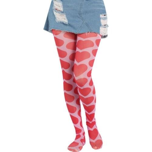 Ladies Spring Autumn Long Stockings, Girls Creative Heart/Floral/Cloud/Plaid Printing Tight Leggings Elastic Render Pants