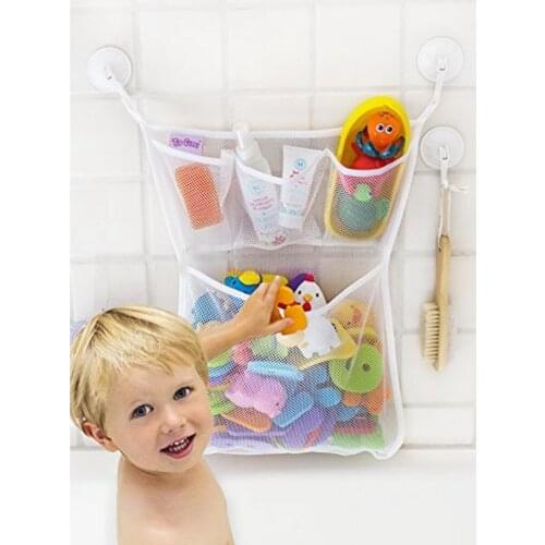DHL 200pcs Baby mesh basket kids baby bath tub toy storage net folding hanging bag organiser for bathroom