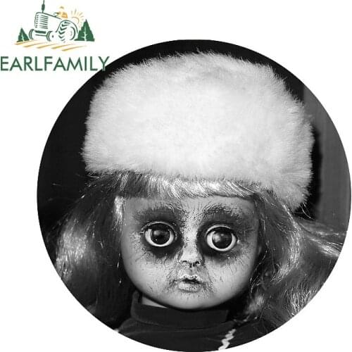 EARLFAMILY 13cm x 13cm Cartoon Decal for Sad Doll Head Vinyl Car Stickers Scratch-Proof Waterproof Personality Laptop Decoration