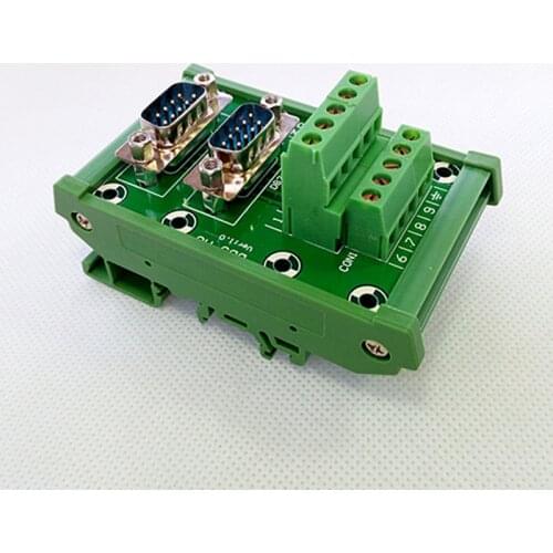 D-SUB DB9 DIN Rail Mount Interface Module,Double Male Header Breakout Board, Terminal Block, Connector