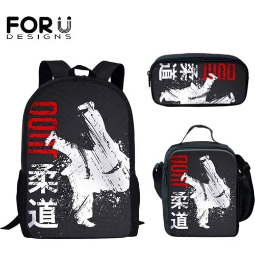 FORUDESIGNS Cool Martial Art Judo/Taekwondo/Karate/Aikido Jujitsu Printing School Bag for Teens Boys Kid Child Rucksack Backapck