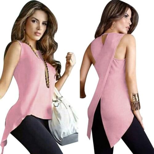 Fashion Sleeveless T-Shirt Women Casual O-Neck Cross Loose Feminine Top Women Solid Women T-Shirt Clothing S/M/L/XL