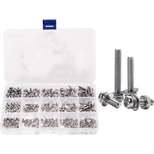 GTBL 320Pcs M2 M3 M4 Screws Pan Head Screws Bolt and Nut Flat Washers Machine Screws Set Stainless Steel Screws
