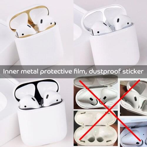 HEVARAL Popular Ultra Thin Metal Dust Guard sticker For Apple Airpods Case Cover Dustproof Protector Plating Skin Stickers