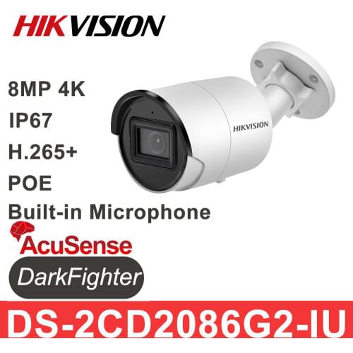Hikvision 8MP 4K Original Camera IP POE AcuSense Turret Dome IR IPC DS-2CD2306G2-IU H.265+ DarkFighter IP67 Vehicle Human Camera