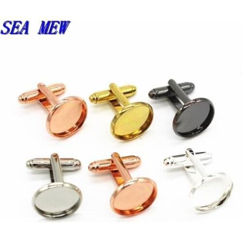 50 PCS 12mm 14mm 16mm 18mm 20mm Round Cabochon Base Cufflinks Settings Metal Copper Cufflinks Blank 7 Colors For Jewelry Making