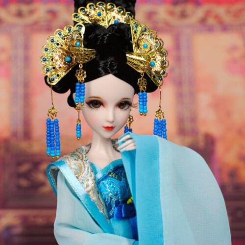 Handmade 1/6 BJD Dolls Chinese Style Long Hair Wig Fashion Dress Crown Makeup 28CM High Quality Princess Real Nude Toy for Girls