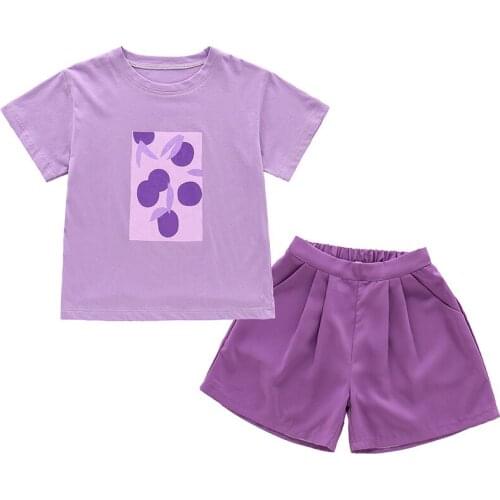 Summer Girls Clothes Sets Toddler Girls Cotton Clothing Set Cartoon Printing T-Shirt Top + Shorts Two-piece Set Childrens Sets