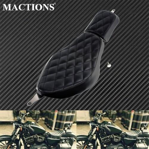 Motorcycle Black Diamond Stitched Driver Seat & Rear Passenger Seat For Harley Sportster XL883 1200 Roadster Cafe Racer 2004-18