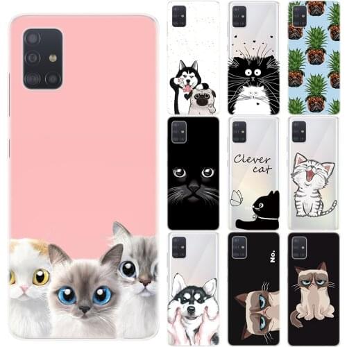Cartoon Cute Cat Pineapple Dog Soft Case Cover For Samsung A51 A71 A01 A81 A91 S20 Ultra S20 Plus Note 10 Pro Lite Silicone Capa