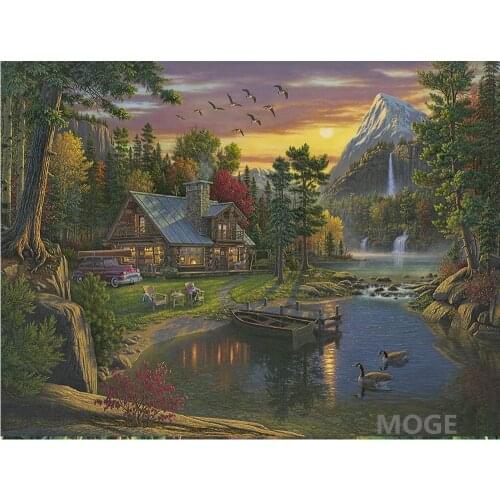 Lake small house car chair duck DIY Diamond Painting Kit Diamond cross Stitch Rhinestone Mosaic Painting Hall Hanging Murals
