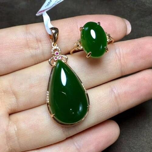 18k gold Hetian (jasper) set Need for the old material