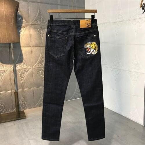High New 2021 Classical Vintage Morden Future Luxurious Embroidered tiger jeans Cotton Denim Pants comfort casual 28-38 #N403