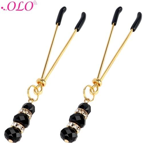 OLO 1 Pair Adjustable Nipple Clamps Breast Labia Clips Sex Toys for Couples Clit Clamp Erotic Product Adult Game with Jewelry