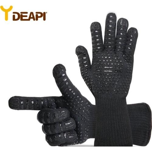 YDEAPI onebody BBQ Gloves High Temperature Resistance Oven Mitts 500 Degrees Fireproof Barbecue Heat Insulation Microwave Gloves