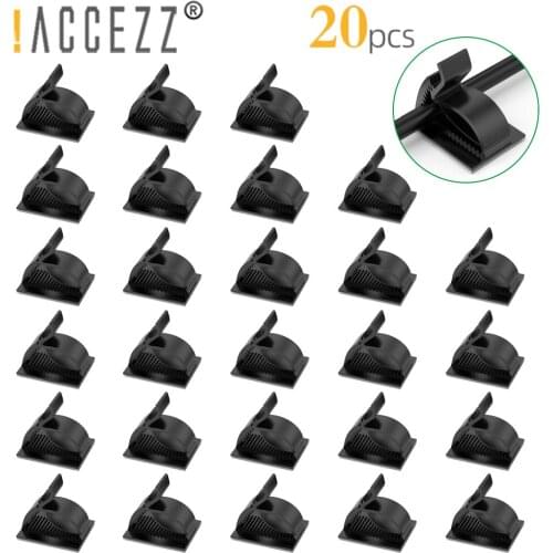 !ACCEZZ 20pc Self-adhesive Cable Clips Cord Management Power Cord Fixing Organizer Holder Line Fixed Clamp For Car PC TV Mouse