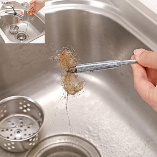 Kitchen Cleaning Brush Stainless Steel Hand Sewers Clip Hair Clean Hook Device Kitchen Sewers Cleaning Tools Kitchen Accessories