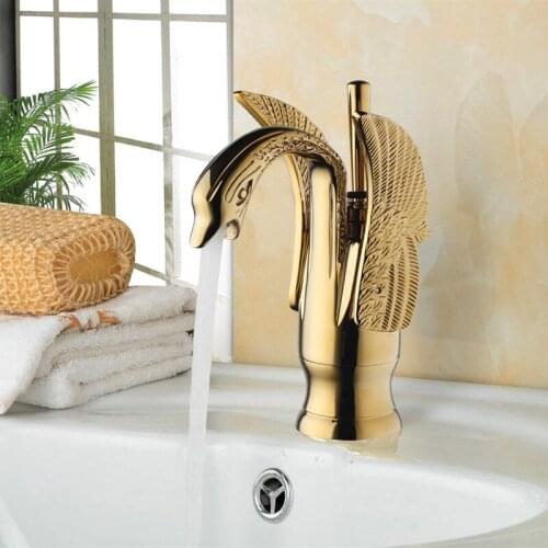 Swan Design 1 Lever Bathroom Basin Sink Mixer 5 Color Vintage Brass Faucet Taps