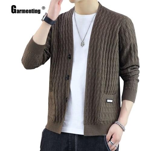 Garmenting Kpop Young Sweaters Patchwork Top Streetwear masculinas pull homme ropa Knitted Sweater Cardigans Mens Clothing 2021