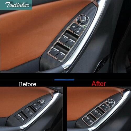 Tonlinker 2 pcs ABS Matt Car styling Rear door armrests decoration sticker Cover case stickers For MAZDA CX-5 2015 Accessories