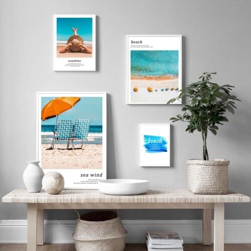 Tropical Beach Landscape Picture Azure Ocean Sunshine Poster Nordic Print Wall Art Canvas Painting for Living Room Home Decor