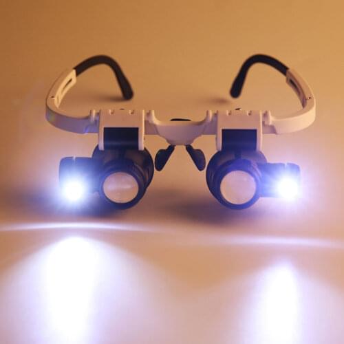 Head Mounted Magnifier Jeweler Watchmaker Magnifying Glass With Led Light 8x 15x 23x Led Magnifying Glasses Optical Glasses