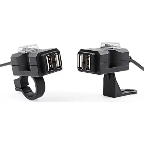 Dual USB Port 9-90V Waterproof Motorbike Motorcycle Handlebar Charger Adapter Power Supply Socket for Phone GPS 12V 22mm