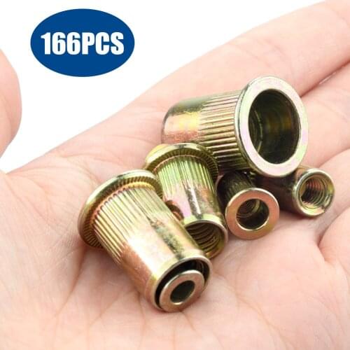 YCDC 166Pcs Knurling Rivet Nut Kit Zinc Steel Kit Threaded Set Insert Nutsert Insert Knurled For Electrical High quality M3-M12