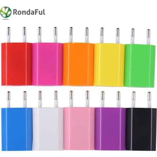 Candy Color EU Plug Phone Charger Adapter for Iphone 5 6 6s Portable Home Travel Wall Charger Holder for Smartphone Tablet