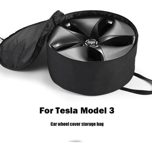 Car Wheel Cap Storage Bag for Tesla Model 3 Portable 3-layer Spacer Auto Wheel Cover Storage Bag Oxford Cloth Organizer