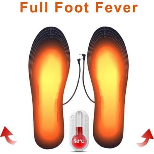 1 Pair USB Heated Shoe Insoles Foot Warming Pad Feet Warmer Foot Socks Pad Mat Winter Outdoor Sports Heating Insoles Winter Sole