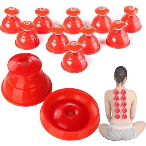 10 Pcs/lot Red Cupping Therapy Glass Silicone Vacuum Cup Anti Cellulite Massage Traditional Chinese Medical Product As Yoga