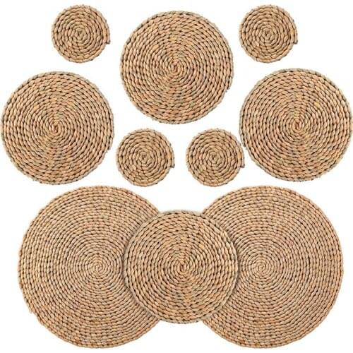 10Pcs Round Weave Placemat Non-Slip Heat-Resistant Mats for Table,Pots,Pans Teapots in Kitchen,12 Inch,8 Inch,4 Inch