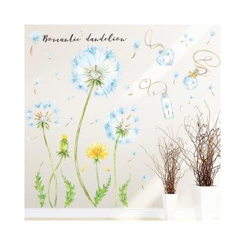 124*79CM DIY Wall Stickers Dandelion Plant Flower Background Wall Living Room Bedroom Wall Decoration Living Room Decoration