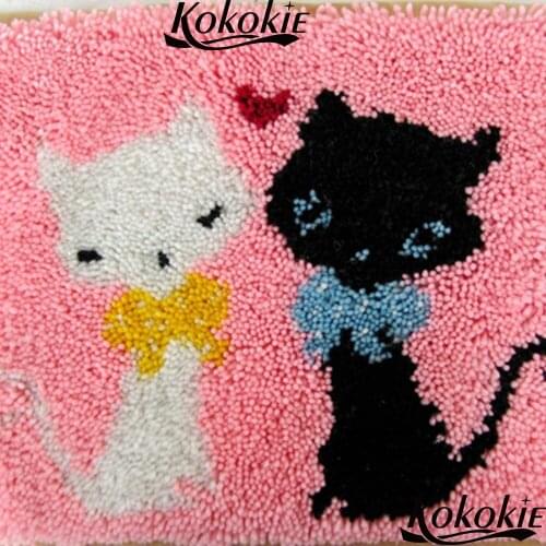 3d carpet craft kits for adults latch hook rug cat printed cushion counted cross stitch kits for embroidery Patchwork Pillowcase
