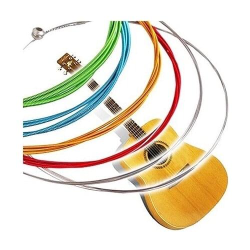 6Pc/Set Pro Rainbow Colorful Color Steel Strings Strings E-A For Acoustic Folk Electric Guitar Diameter of No. 1 to No. 6 E