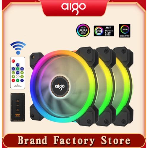 Aigo DR12 PC Cooling Fan Rgb Fan 120mm Fan 12V Mute Argb AURA SYNC IR Remote Control Cooler Master Cooling Computer Fans