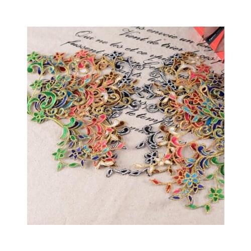 22cm x 7.5cm Clothing accessories cloth sticker stage national costumes embroidered fabric flowers stickers Patch stickers