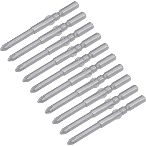 Uxcell 10pcs Phillips Bits 5mm Round Shank 60mm Length Cross 4PH1 Magnetic Screw Driver S2 Screwdriver Bit