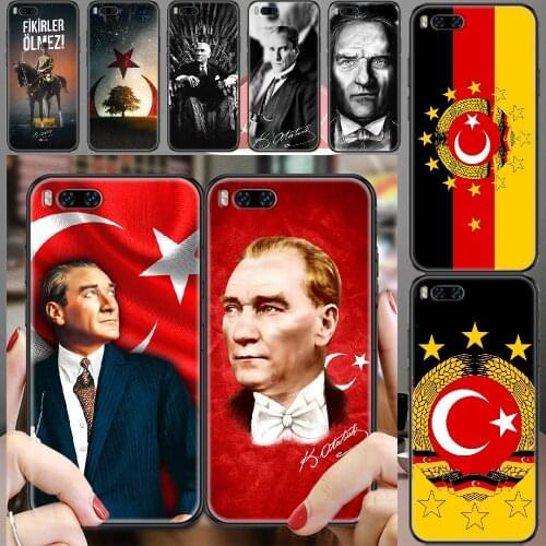 Turkey Mustafa Kemal Ataturk Flag Phone case For Xiaomi Mi Max Note 3 A2 A3 8 9 9T 10 Lite Pro Ultra black painting prime art
