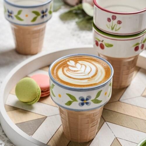 Cutelife INS Nordic Ice Cream Small Ceramics Cup Drinkware Kitchen Breakfast Milk Tea Coffee Mug Cute Couple Gifts Creative Cup