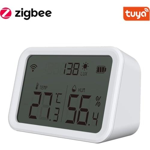 Tuya Zigbee Temperature Humidity Sensor And Lux Detector With LCD Screen Works With Google Assistant and Tuya Zigbee Hub