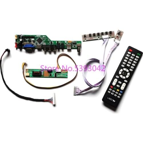 For N154I2-L01/L02/L03/L04/L05 LVDS 30-Pin analog TV Remote 1280*800 USB+VGA+AV 1CCFL LCD screen controller drive board kit